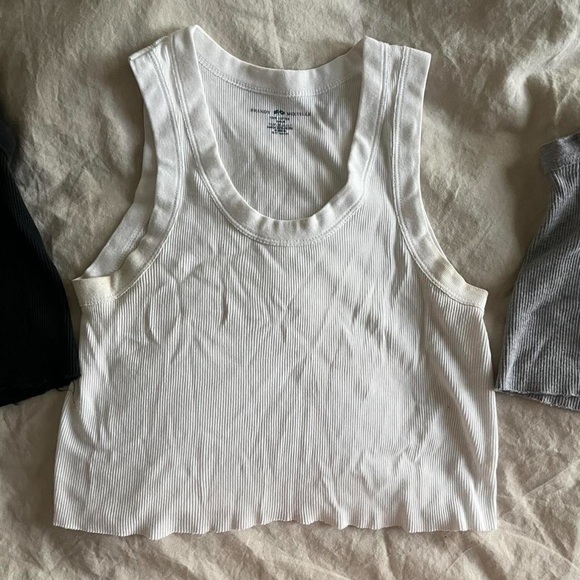 Brandy Melville | Tops | Brandy Melville Connor White Ribbed Tank Top ...